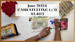 $1,403 CASH STUFFING | JUNE 2024 | SAVINGS CHALLENGES | MONTHLY CHALLENGES | GROCERY EMERGENCY FUND