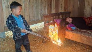 Harvesting melons to sell, the naughty boy burned down the house.