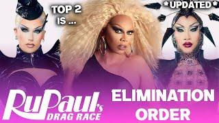 Season 16 *UPDATED* Elimination Order & TOP 2 - RuPaul's Drag Race