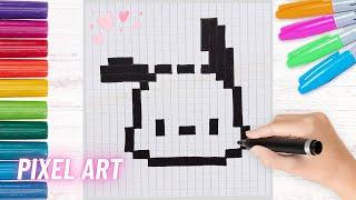 How to draw POCHACCO face in Pixel Art | Easy drawing #hellokitty