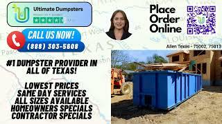 Allen Texas - Same Day Dumpster Rentals Starting $249