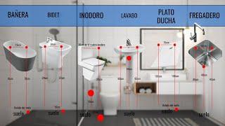  MEDIDAS de FONTANERÍA  DESAGÜES y TOMAS DE AGUA para BAÑO y COCINA