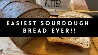 INSANELY EASY NO KNEAD SOURDOUGH BREAD | 5 MIN HANDS-ON PREP | No stand mixer | No dutch oven