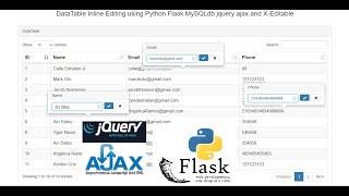 DataTable Inline Editing using Python Flask MySQLdb jquery ajax and X-Editable