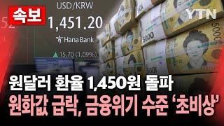 [속보] 원화값 급락, 원달러 환율 1,450원 돌파…금융위기 이후 최고 '초비상' / YTN