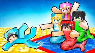 LOCKED on ONE LUCKY BLOCK RAFT But We're MERMAIDS MOBS With CRAZY FAN GIRL!