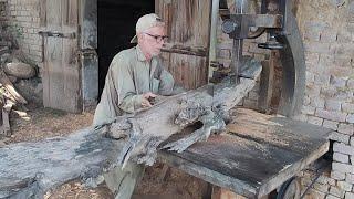 The most dangerous wood sawing on ara machine | Awan Wood Works