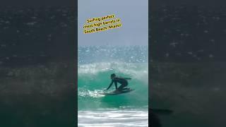 Surfing PERFECT chest high barrels South Beach Miami‍️ #SurfSouthBeach #SurfMiami #surfflorida