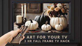 3 Hr Autumn Frame TV Art Screensaver 4K. Frame TV Hack. Moody Fall Pumpkins Wallpaper Background.