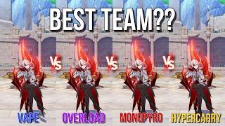 Arlecchino Vape vs Overload vs Monopyro vs Hypercarry Teams Gameplay Comparison & Damage Showcases!!