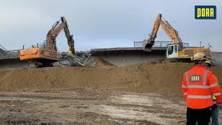 PORR Deutschland: A66 Salzbachtalbrücke - direkt nach der Sprengung : „Tanz der Kettenbagger“