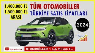 Otomobil Fiyatları, 2024 | 1 milyon 500 bin TL altı tüm otomobiller