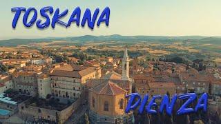 Pienza. Ideale Stadt der Renaissance und Panoramablick auf das Val d'Orcia in der Toskana.