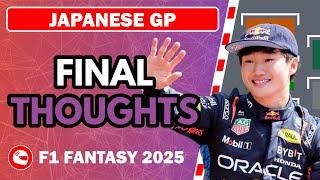 FINAL THOUGHTS – JAPANESE GP  | F1 Fantasy 2025 Tips and Advice