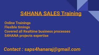 SAP S4HANA SALES ONLINE TRAINING