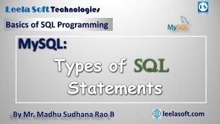 Types of SQL Commands | Types of SQL Statements | SQL for beginners | Leela Soft Technologies | BZA