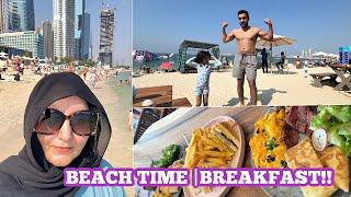 BEACH TIME IN DUBAI | BEST BREAKFAST!! 