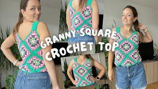 crochet top from granny squares | easy beginner-friendly pattern 