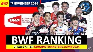 GANDA PUTRA BARU MEROKET! Ranking BWF Terbaru 2024 After#kumamotomasters2024 2024 #bwfranking