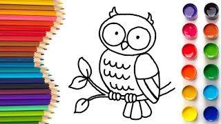 Owl drawing for kids step by step drawing easy to colour and easy to draw