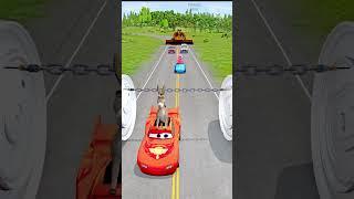 Crazy Cars & Epic Funny Cars VS GIANT Chain & 2 Bollard Barbie - BeamNG.Drive