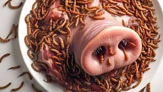 Top 5 Raw Meats Mealworms LOVE (4K) | Timelapse