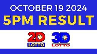 5pm Lotto Result Today October 19 2024 | PCSO Swertres Ez2