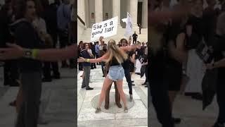 Leftists harass an elderly Trump/Kavanaugh supporter.