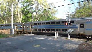 LIRR 5019 Double Decker to Huntington - Hulse Rd Railroad Crossing - Setauket, NY