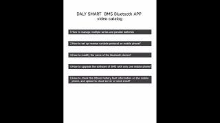  DALY SMART BMS Bluetooth App Video Catalog 