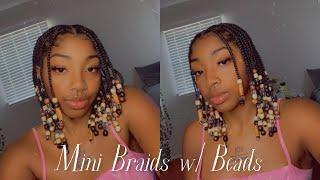 Mini Braids w/ Beads | Protective Style For Natural Hair | ft. Touchdown Haircare