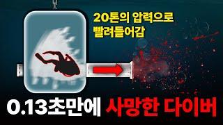 60cm 지름의 작은 통로에 압축되어 빨려들어간 남자