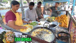 Highest selling EGG BONDA ₹7 Only | MIRCHI BAJJI PAKODA in Vijayawada | Indian street food #eggbajji