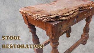 RESTORATION OF OLD WOODEN STOOL || FURNITURE RESTORATION