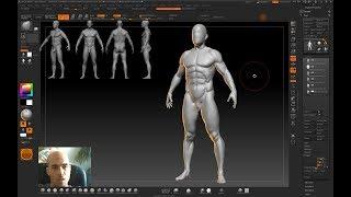 Human anatomy sculpting in Zbrush - from scratch to ready model of 3d man