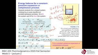 Thermodynamics by Yunus Cengel - Lecture 12: "Chap 4: Specific heats, ideal gas energy analysis"