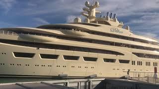 Dilbar yacht of Putin’s oligarch Alisher Usmanov docking in Barcelona 7 of January 2020