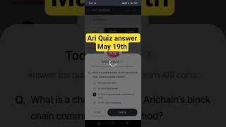 Ari wallet Today Quiz answer May 19th | Ari wallet today quiz answer | Ari wallet | Arichain |