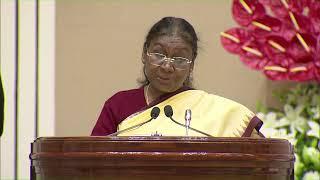 President Droupadi Murmu graces the National Panchayat Raj Awards 2024 at Vigyan Bhawan, New Delhi