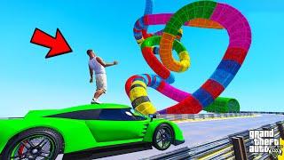 FRANKLIN TRIED TWISTING TUNNEL PARKOUR RAMP CHALLENGE GTA 5 | SHINCHAN and CHOP