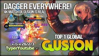 Dagger Everywhere!! 26 Kill Looking for My Savage! TyperYoutube ∞ Top 1 Global Gusion - MLBB