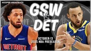 Golden State Warriors vs Detroit Pistons Full Game Highlights | Oct 13 | 2024-25 NBA Preseason