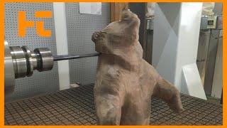 Incredible beautiful 3D milled bear made of walnut wood | Let's Milling Together