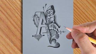 Osm tattoo design of A letter with pencil || osm art video || skartstudio || wow art