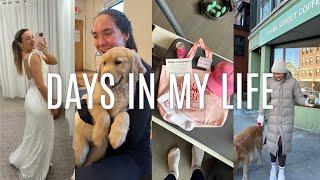 BOSTON VLOG: rehearsal dress shopping, puppy yoga, pilates event, & more !