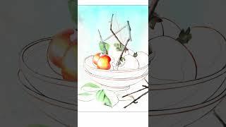Satisfying Peach Bowl Fill Realistic Oil Paint Timelapse