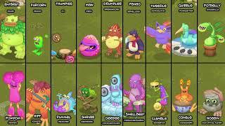 Tribal Island but each Monster is Zoomed in!  - My Singing Monsters!