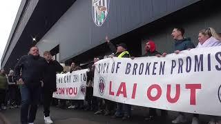 'Lai out': Thousands of West Brom fans hold protest march against club owner Guochuan Lai