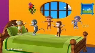 Five Little Monkeys Jumping on the bed - 3D Animation English Nursery rhyme for children