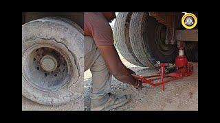 Truck tyre change 25 tan loade // easy method wheel change